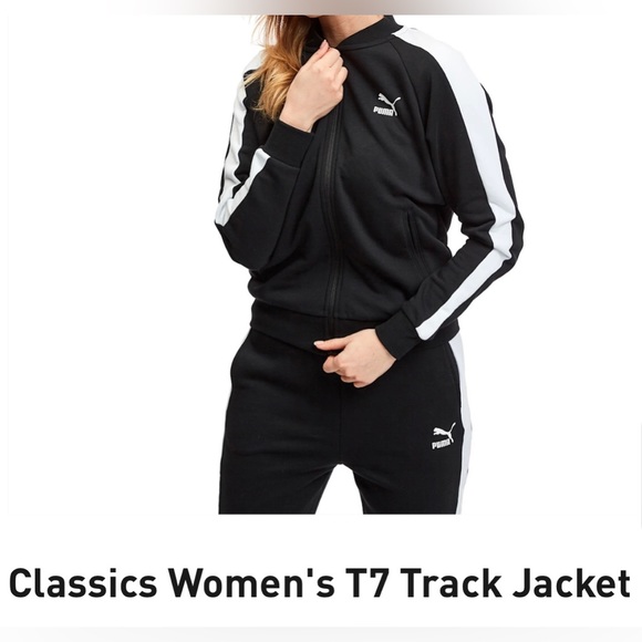 Puma Black and White Classic long sleeve front zip T7 Track sweatshirt - Small - Picture 7 of 7